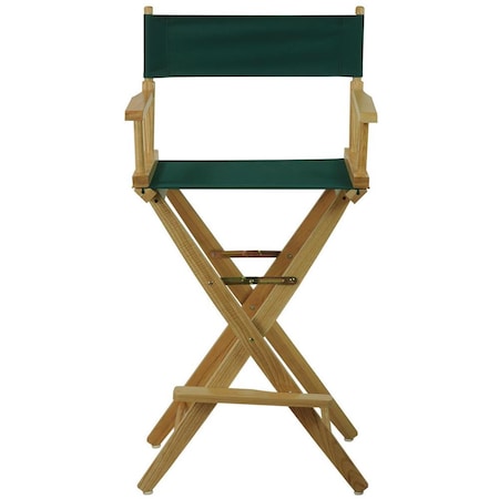 American Trail 206-30-032-32 30 in. Extra-Wide Premium Directors Chair, Natural Frame with Hunter Green Color Cover 206-30/032-32